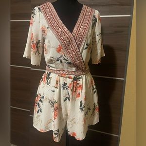 THREE PINK HEARTS Floral Romper